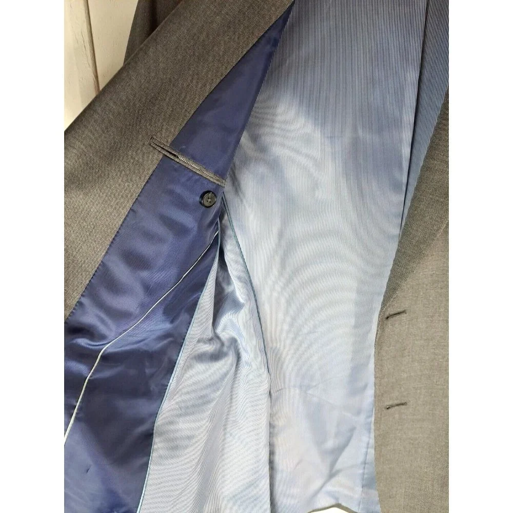 Mens Zara Blazer Sports Coat Gray 2 Button Career Business Professional 40R - Picture 4 of 7